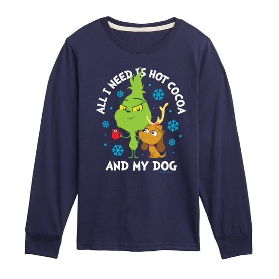 Dr. Seuss The Grinch - Christmas - Hot Cocoa & My Dog - Toddler & Youth Long Sleeve Graphic T-Shirt