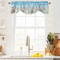 thumbnail image 4 of Tie Up Valances for Windows, Summer Nautical Adjustable Valance Curtains Window Treatment for Living Room, Coastal Beach Starfish Coral Shell Blue Rod Pocket Kitchen Curtains & Drapes 42x18 Inch, 4 of 9