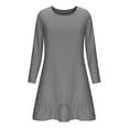 thumbnail image 7 of Wiyuqeen Plus Size Dresses for Women Long Sleeve Crew Neck Solid Ruffle Hem Knee Length Dress Casual Wedding Guest Party Dresses, 7 of 7