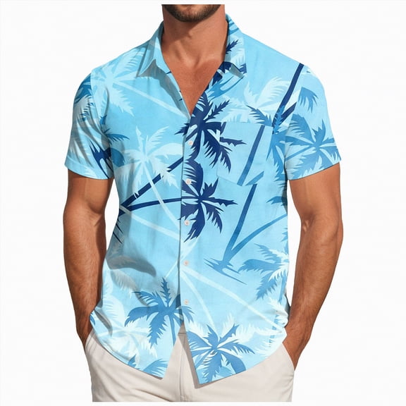 ZHANGDER Men's Hawaiian Shirts Casual Short Sleeve Button Down Shirt Beach Vacation Outfits, S-3XL