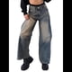 thumbnail image 1 of Pantalones Vaqueros de Pierna para Mujer, Desgastados, de Cintura Media, Estilo Vintage Y2K. Azul Retro L, 1 of 7
