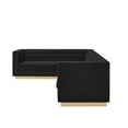 thumbnail image 3 of Inspired Home Anniston Velvet Upholstered Corner Sectional Sofa, Gold Base, Left Facing, Black, 3 of 6