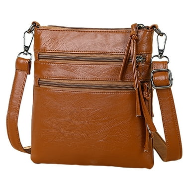 Laklulu Small PU Leather Crossbody Purses for Women Cross Body Bag Shoulder Handbags with Multiple Zipper Pockets