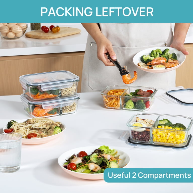 Sindcom 5-Pack 33oz Glass Meal Prep Containers 2-Compartment photo 4