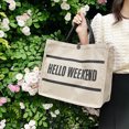 thumbnail image 4 of Bolsos de mano de lino para mujer con letras simples a la moda, bolsos de hombro para compras Likrtyny Para estrenar, 4 of 9
