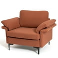 thumbnail image 1 of Costway Fauteuil d'Appoint Moderne en Tissu Canapé Simple avec Pieds en Métal Rouge Rouille, 1 of 9