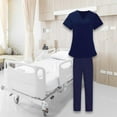 thumbnail image 6 of Women Nurse Uniform,Medical Nurse Scrubs,Breathable Tops And Pants Beauty Salon Ladies Scrubs Set,Clothing , Navy Blue, XXL, 6 of 9