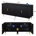 thumbnail image 3 of Entrintou 64.8"Fluted Sideboard Buffet Cabinet,4 Door,6 Center-Support Legs,150 lb Top, For Dining Room, Living Room,Black with Gold Hardware, 3 of 12