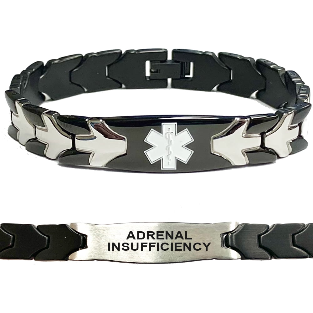 Adrenal Insufficiency Black and Silver Chevron Arrow Medical Alert ID