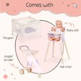 thumbnail image 3 of Muñeca LullaBaby realista de 35 cm con parque infantil, trona y cochecito, 3 of 9
