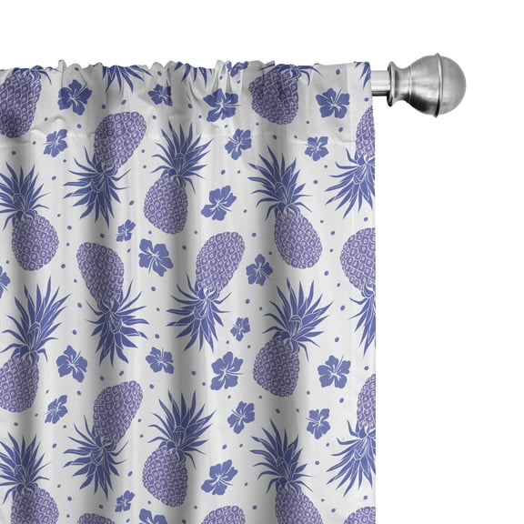 Ambesonne Tropical Curtains, Hibiscus and Pineapple, Pair of 28"x63", Lavender and Purple