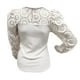 thumbnail image 5 of Tops de mujer Invierno Encaje Costura Botón de impresión Sudadera Pullover Tops Fridja hkj849, 5 of 6
