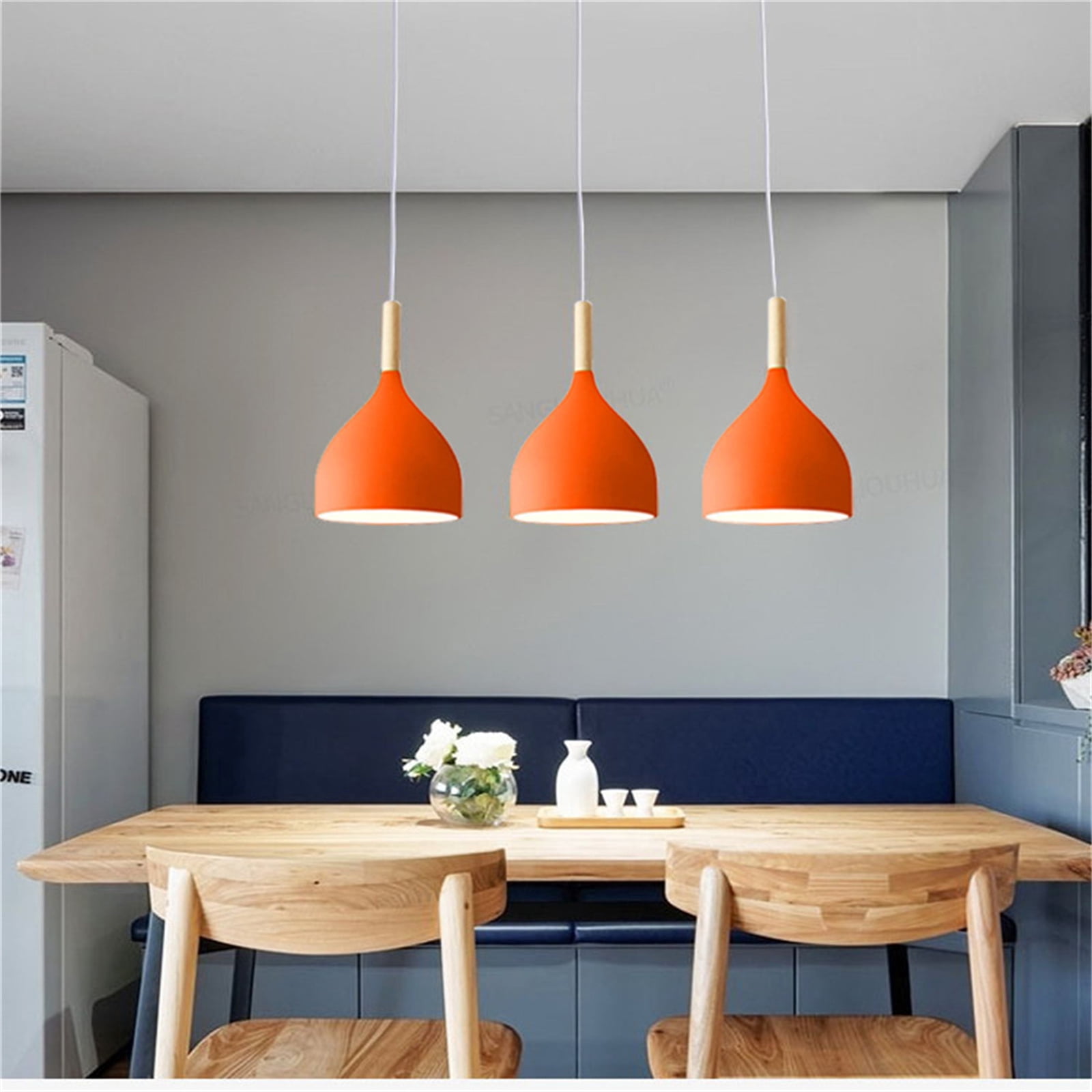 JLOWCO Plug in Pendant Light Modern Hanging Lights with Plug in Cord Bedroom Farmhouse Light Fixtures Kitchen Led Orange Lights (LED Bulb Include)