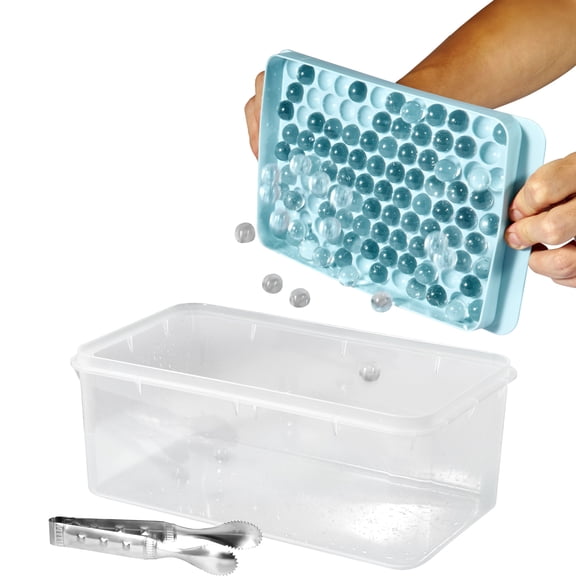 KFFKFF Ice Cube Tray Silicone Round Ice Ball Maker 2 Pack with Lid Easy Release