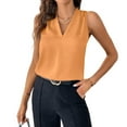 thumbnail image 2 of Ktyne Tank Top Blouses for Women Business Professional Sleeveless Blouse for Under Blazer Vneck Vest Shirt Summer Fashion Work Tank Tops Orange L, 2 of 7