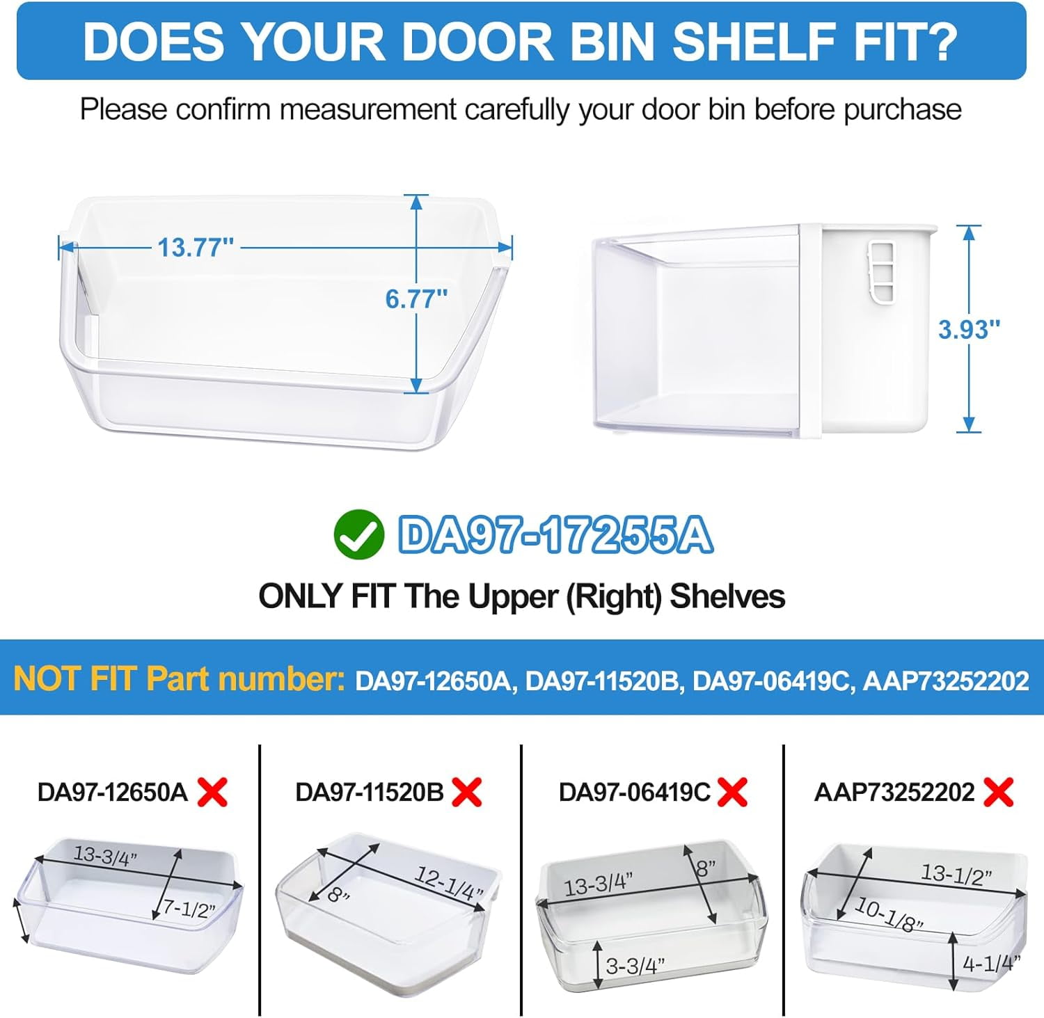 Yeefeoch DA97-17255A Replacement Refrigerator Door Shelf Bin Compatible with Samsung Refrigerator Replacement for RF265BEAESG/AA, RF265BEAESR/AA, RF262BEAESR/AA