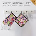 thumbnail image 4 of Yayeee Oven Mitts and Pot Holder Set of 2 Heat Resistant Kitchen Gloves Baking Hot Pad, Pink Kiwi, 4 of 5