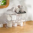 thumbnail image 4 of Caja de almacenamiento de cosméticos, organizador de maquillaje apilable con múltiples compartimentos transparentes para el cuidado de la piel, lápiz labial, hisopos de algodón, 4 of 8