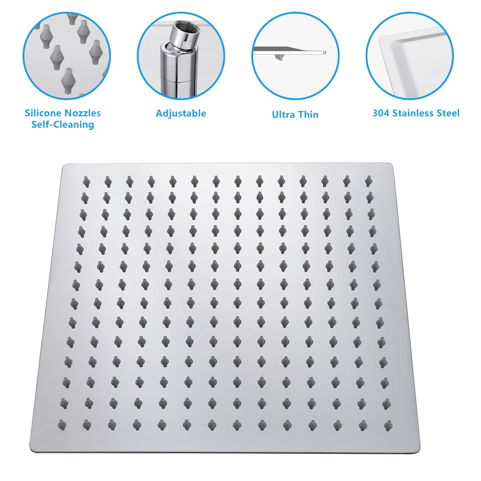 Bathroom Mirror Rain Fixed Shower Head (16 Inch Square, Chrome),Bathroom Cabinet