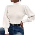 thumbnail image 2 of Suéter de cuello alto de moda para mujer, suéter liso de manga larga, suéter informal de cuello alto, tops, suéter para mujer, 2 of 9