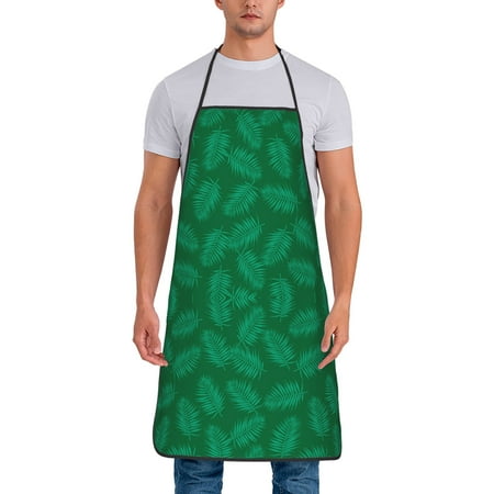 

Kitchen Aprons Green Palm Leaf Background Apron For Cooking Painting Bbq Grilling Baking