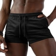 thumbnail image 2 of Ecqkame Mens Athletic Shorts Elastic Waist Drawstring Loose Straight Leg Shorts Outdoor Hiking Workout Casual Versatile Shorts Black M, 2 of 6