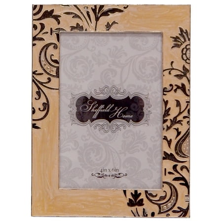 - Sheffield Home Cream/Black Enamel Jeweled 4x6 Photo Picture Frame