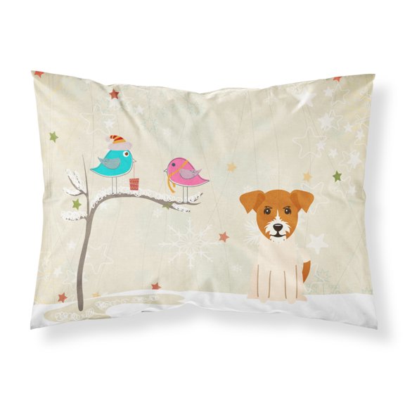 Christmas Presents between Friends Jack Russell Terrier Fabric Standard Pillowcase