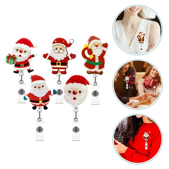 SEWACC 5Pcs Nurse Badge Reel Accessories Festive Design Assorted Color 3.7X1.7X0.4In Hanging Credentials