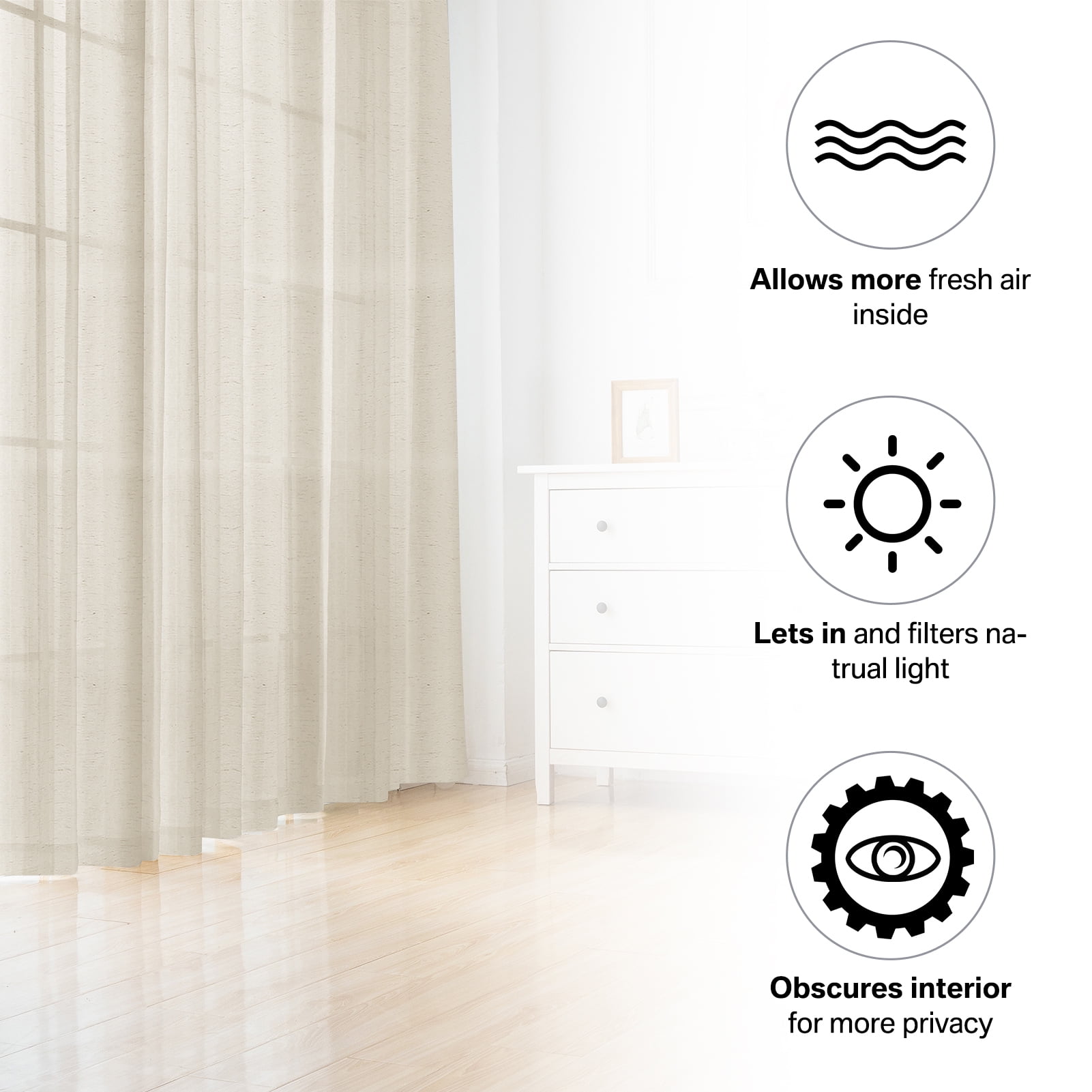 Linen Curtains 84 Inches Long 52" Wide for Bedroom Semi Sheer Natural Linen Window Drapes Ensure privacy Farmhouse Curtains Extra Wide Curtain Panels(2 Panels)