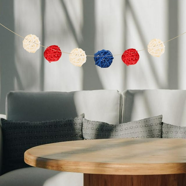 unbranded 18Ud Esferas Patrióticas De Rattan Para Decorar Hogar Con