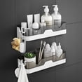 thumbnail image 1 of Plastic Self Adhesive Corner Shelf For Bathroom & Kitchen Rack Holder, Wall Mounted Shelve Storage Organizer For Hardware Accessories, Heavy Duty, Self-Adhesive (Multi) Pack Of 1, 1 of 4