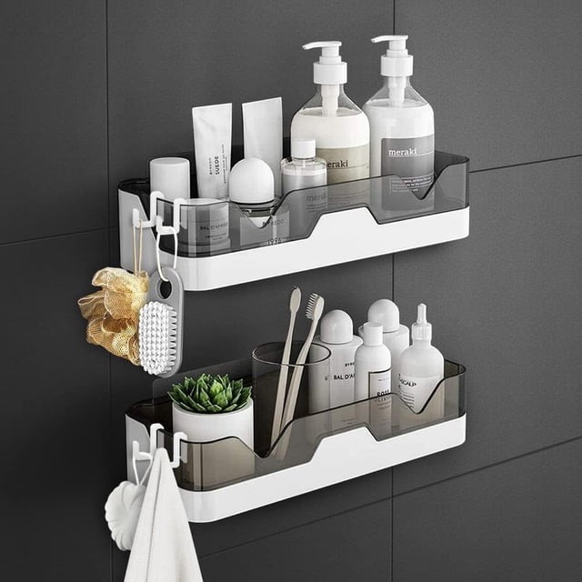 Plastic Self Adhesive Corner Shelf For Bathroom & Kitchen Rack Holder, Wall Mounted Shelve Storage Organizer For Hardware Accessories, Heavy Duty, Self-Adhesive (Multi) Pack Of 1