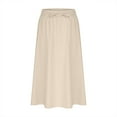 thumbnail image 6 of cocolona Womens Skirts for Women Summer Elastic Waist Flowy Midi Skirts Fashion Casual Loose Solid Color Beach Vacation Skirts Beige XL, 6 of 6