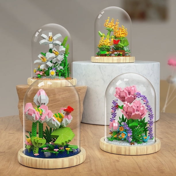 Ramo de rosas de girasol, bloques de construcción de partículas diminutas, decoración para amantes, maestro Qixi, Navidad