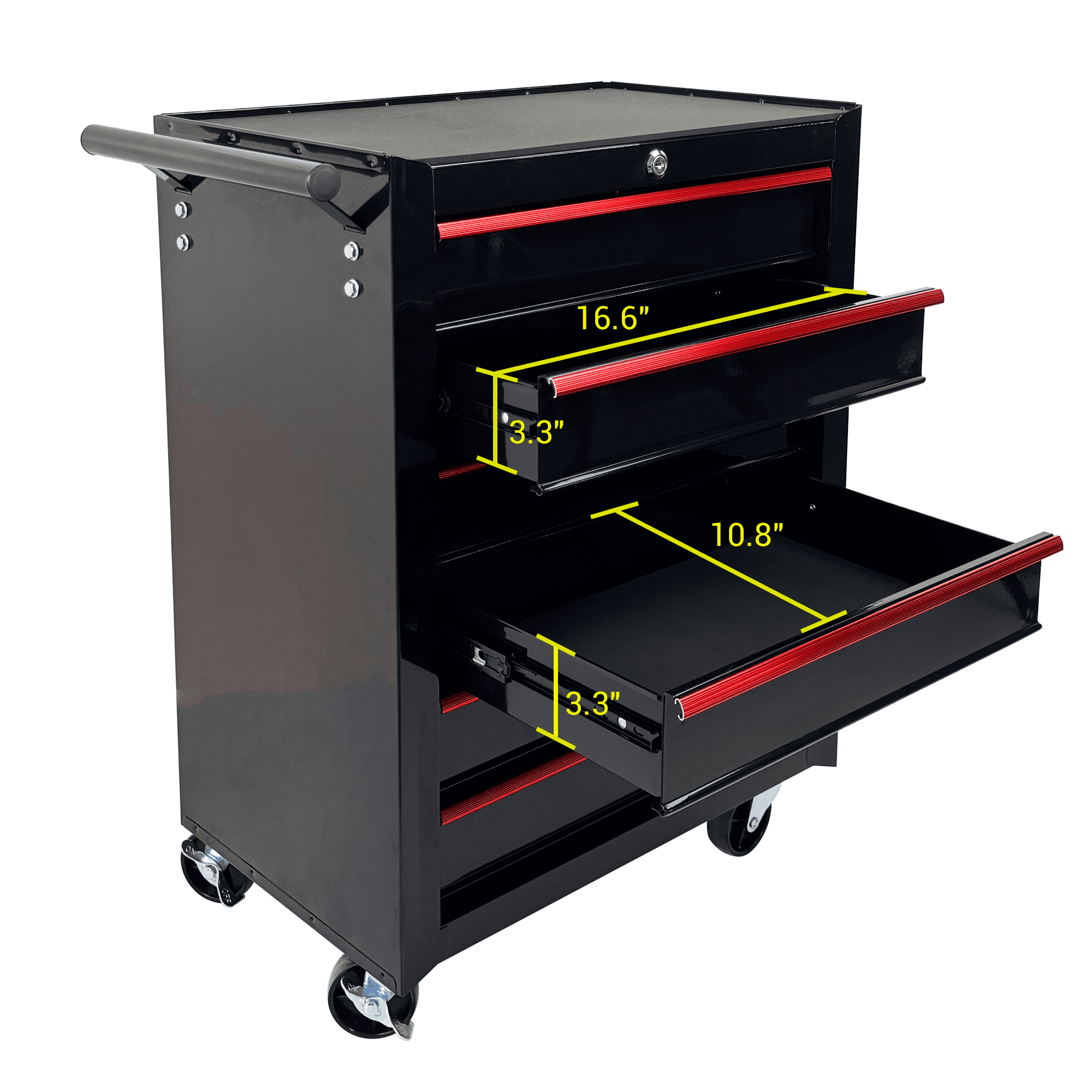 Rolling 20-Inch Metal Tool Chest with 6 Drawers and Ball Bearing Slides, Steel Tool Cabinet for Garage and Workshop, Black