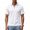 thumbnail image 6 of Josdec Men's Striped Trim V-Neck Short Sleeve Polo Shirt, Casual Layered Collar Pullover for Summer Daily & Office Wear M-XXXL, 6 of 7