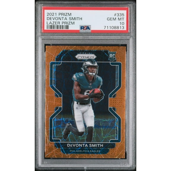 Graded 2021 Panini Prizm Devonta Smith #335 Lazer Rookie RC Football Card PSA 10