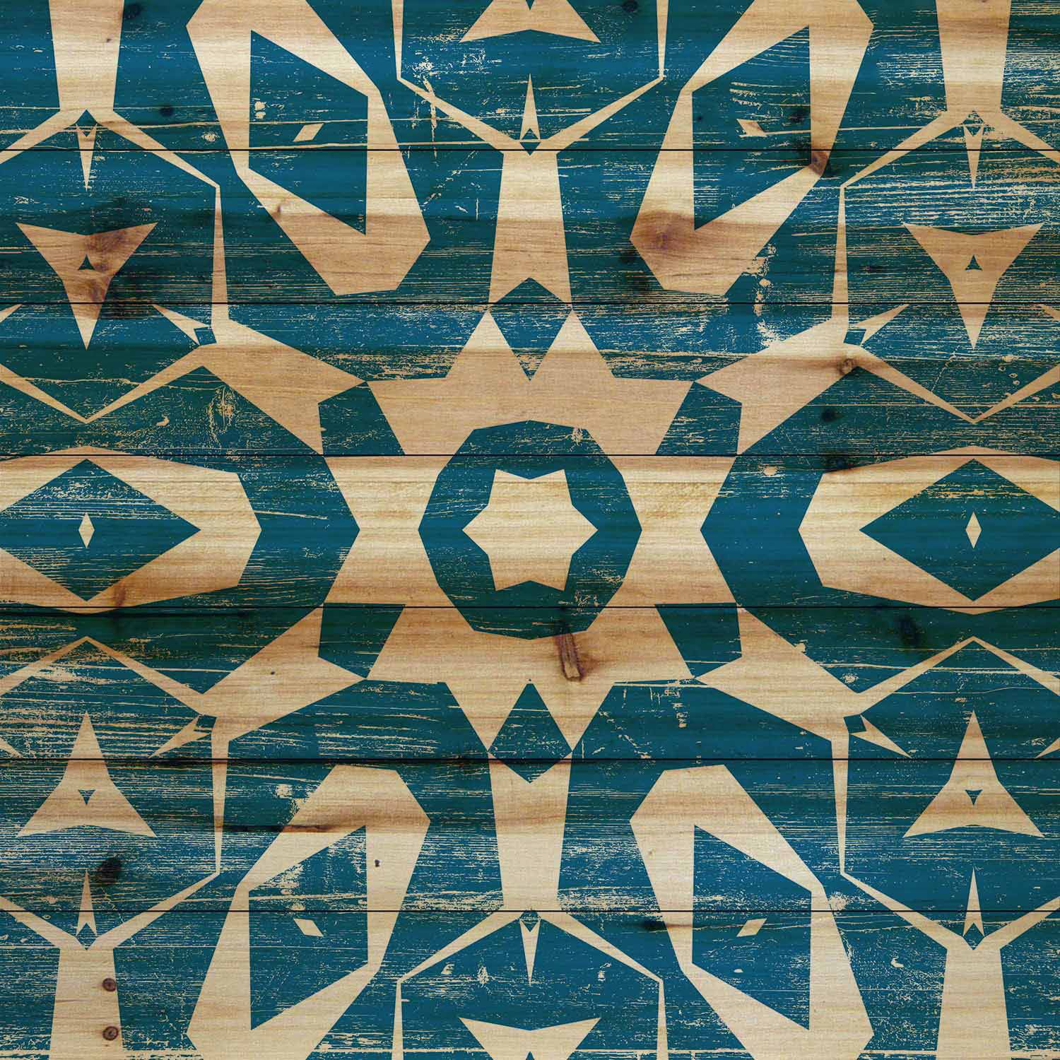 "Star Bloom" Painting Print on Natural Pine Wood
