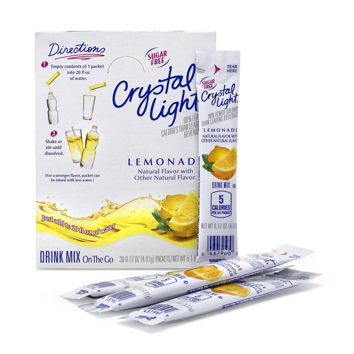 Crystal Light On-The-Go Sugar-Free Lemonade Drink Mix - 30pk