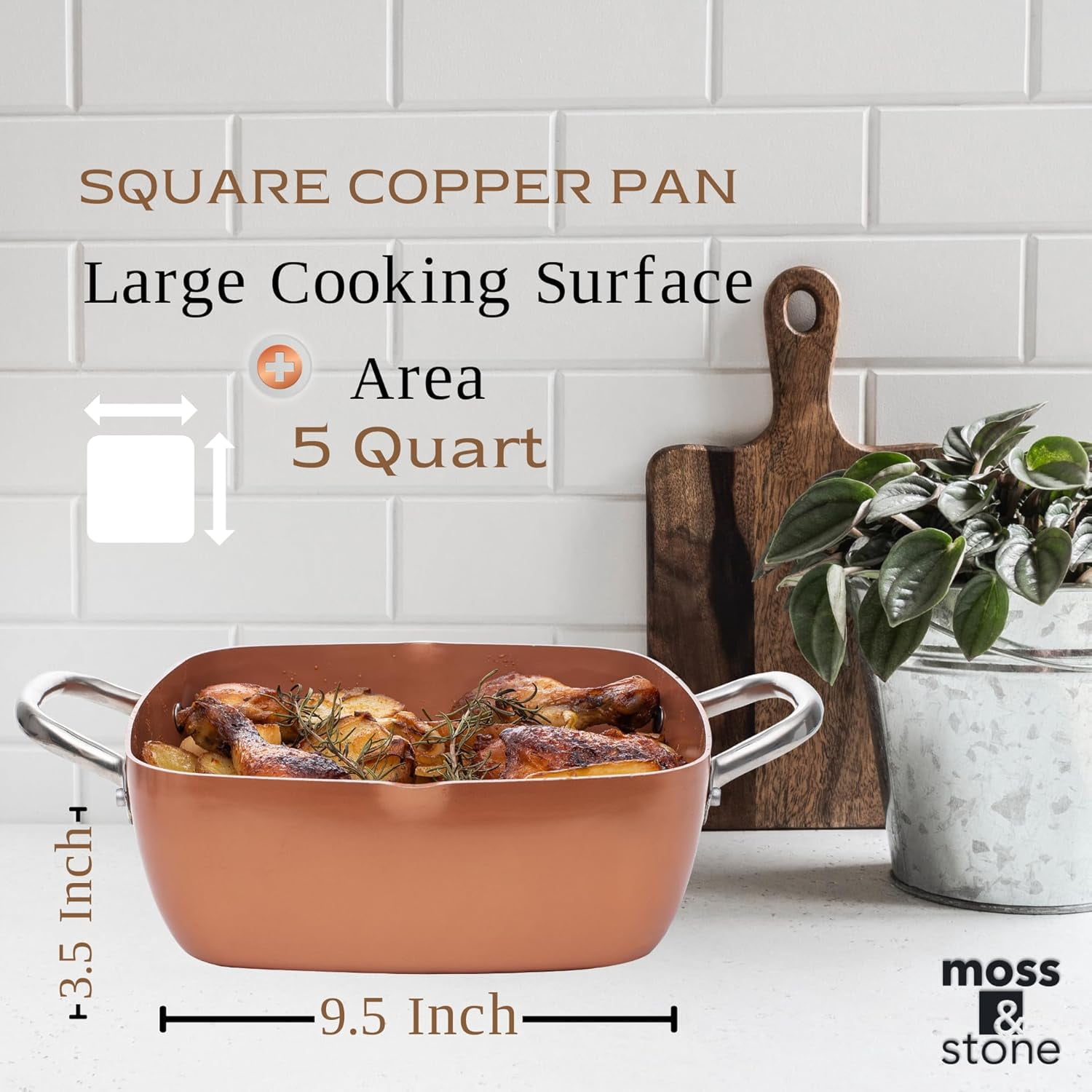 Copper Chef Cookware Set, 5 Pcs Non Stick Deep Frying Pan, Fry Basket, Steamer , Dishwasher Safe