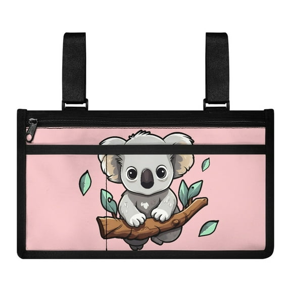 Jiueut Cartoon Koala Wheelchair Bags to Hang on Side Wheelchair Pouches with Pockets Suitable for Teenagers Removable Side Bag for Wheelchair Armrest Wheelchair Arm Bag