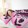 thumbnail image 3 of Homewish Gothic Skull Full Size Comforter Sets,Halloween Bat Bedding Comforter Set,Pink Floral Crown Wings Duvet,Black Reversible,3pcs,1 Comforter and 2 Pillowcases, 3 of 7