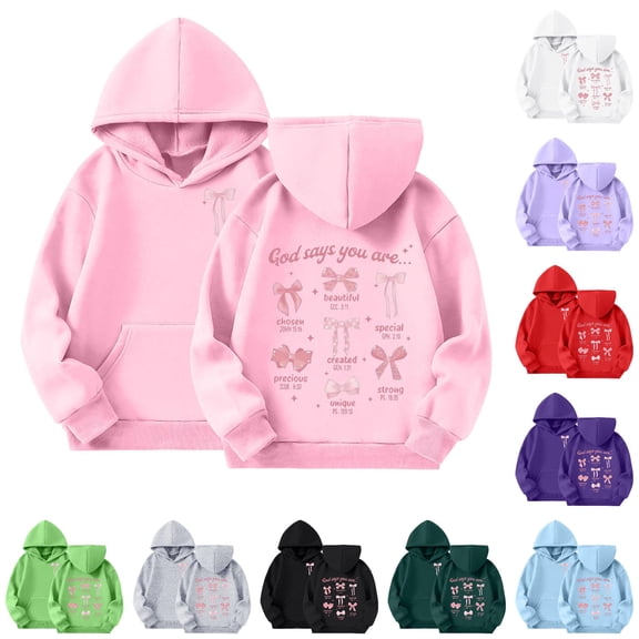 Weebloom Cute Toddler Girls Hoodies Bow Long Sleeve Hoodies Sweatshirt Tops Pullover With Pocket Pink 3-4 Years