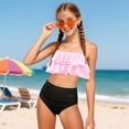 thumbnail image 2 of Taybagh Girls Swimsuits Size 10-12 High Waist Bikini Tops Bottoms Sets 2 Piece Color Block Teen Swimwear Sleek, 2 of 9