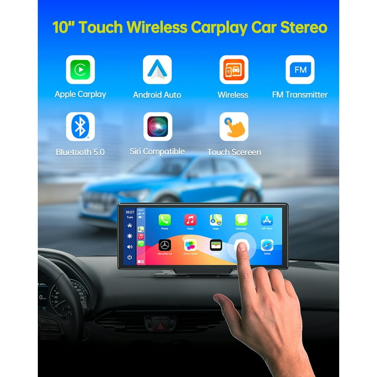 LAMTTO 9.26 Wireless Car Stereo Apple Carplay with 2K Dash Cam, 1080P  Backup Camera, Portable Touchscreen GPS Navigation for Car, Car Stereo  Receiver