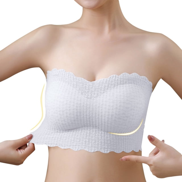Zjloe7sa Tube Tops Womens Seamless Unwired Strapless Convertible Bra White