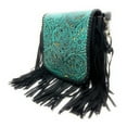 thumbnail image 5 of Western Genuine Leather Floral Tooled Fringe Womens Crossbody Bag, 5 of 5