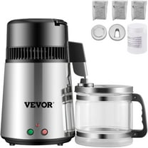 VEVORbrand 4L Water Distiller Purifier Machine 304 Stainless Steel Dual-Button Water Distiller 750W Dual-Button Water Distiller for Interior Home Sliver
