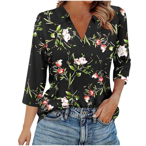 Women's Blouse Women's Shirts 3/4 Sleeve Tops and Blouses Women's Blouses Items Ordered by Me Fashion Gifts